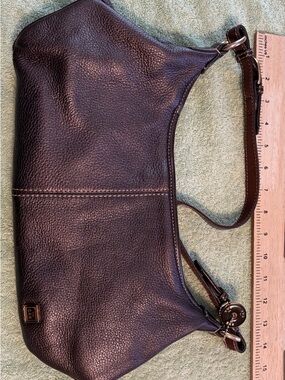 The Sak Brown Shoulder Bag Mixed Material Leather Baguette Purse